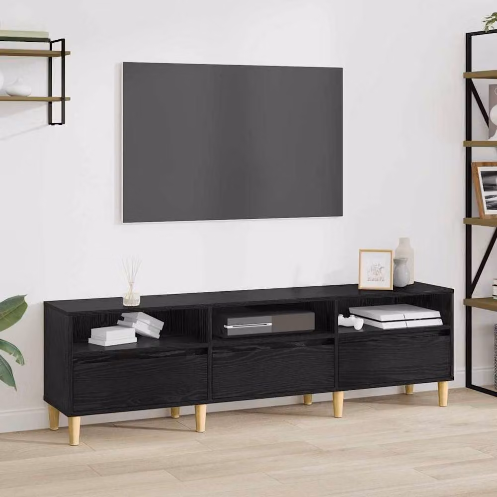 Berkfield Home Black Oak TV Cabinet, W: 150 cm, D: 45 cm, H: 45 cm – 2