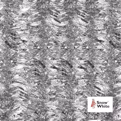 VFM Thick and Thin 6 Ply Silver Christmas Tinsel Garland, 2m – 4
