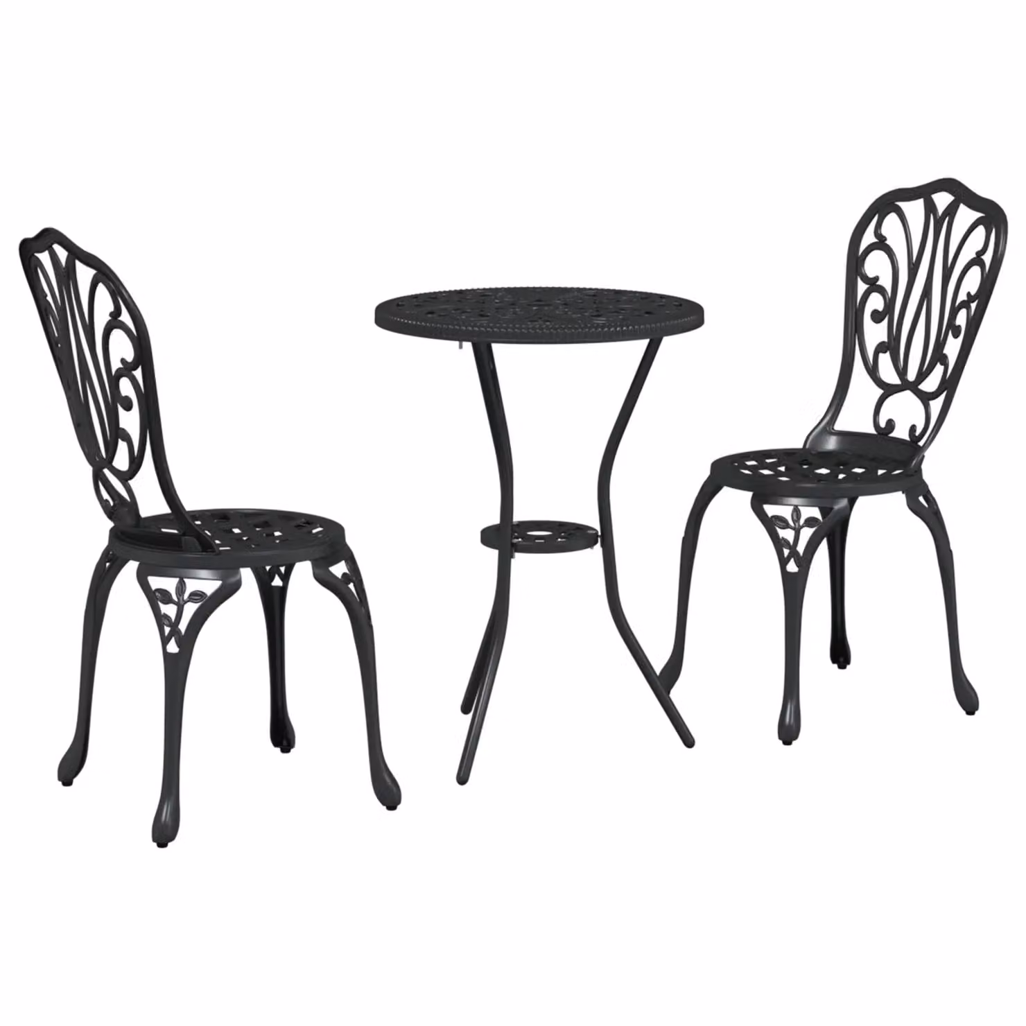 Berkfield Home 3-Piece Classic Garden Bistro Set in Matt Black Powder Coated Aluminium – 2