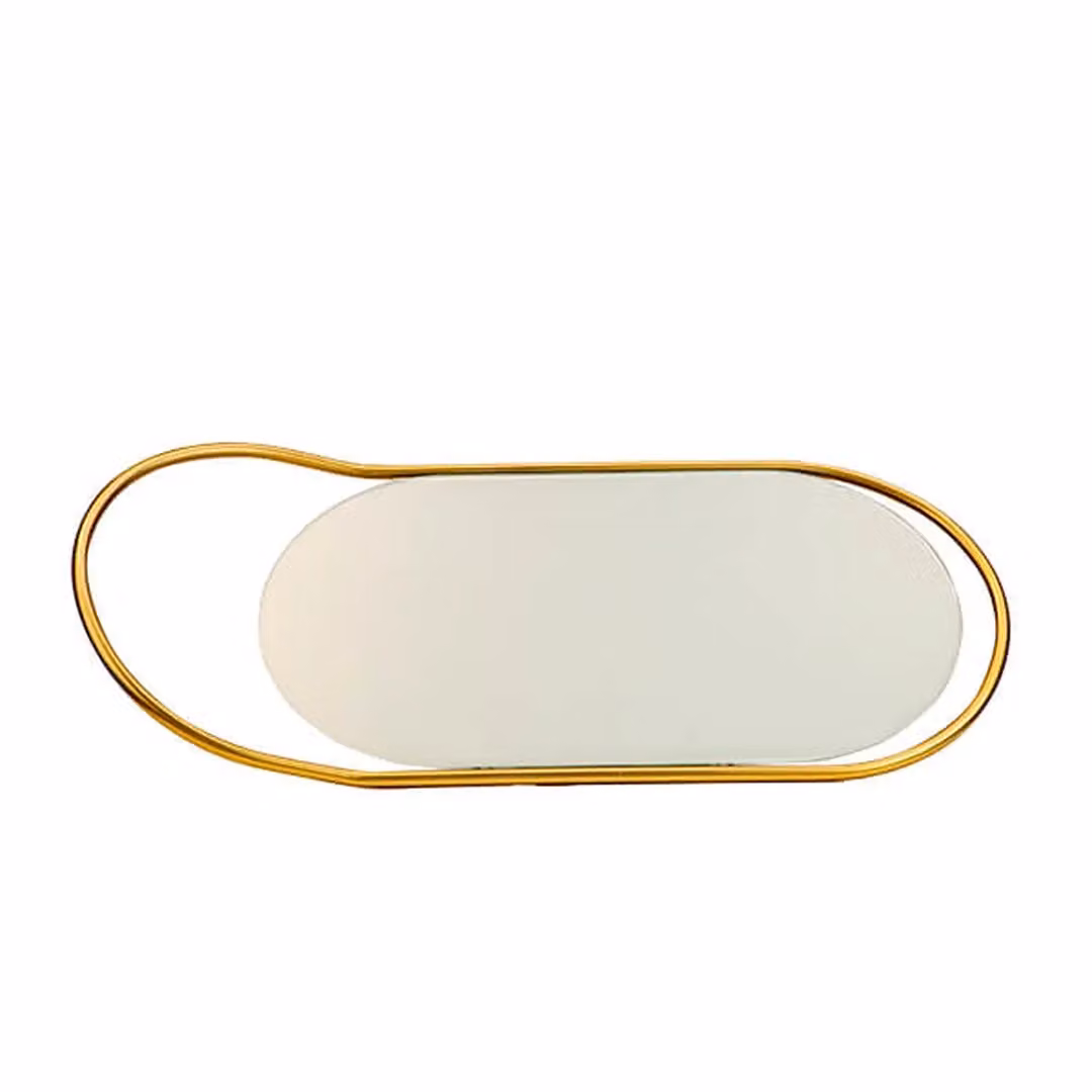 Madison & Mayfair Art Deco Style Oval Wall Mirror with Gold Metal Frame, Diameter: 59 cm – 2