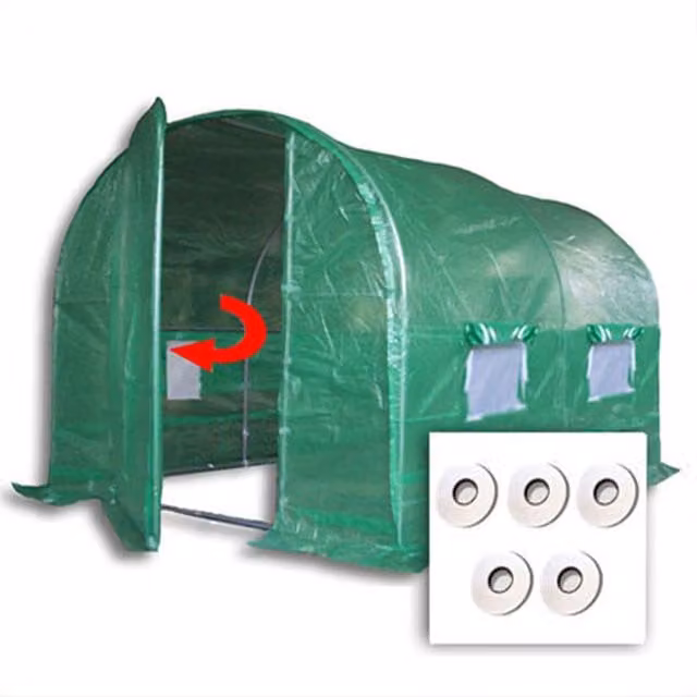 Pro Plus Reinforced Walk In Poly Tunnel Green House with Tape Kit by Crocodile Trading Ltd, Green