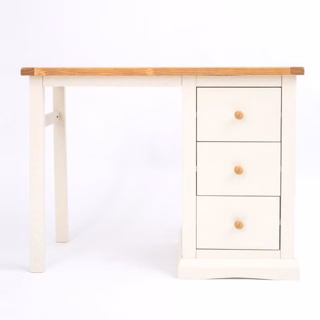 Cabinet Bits Castelli 3 Drawer Dressing Table in Off-White with Wood Knobs