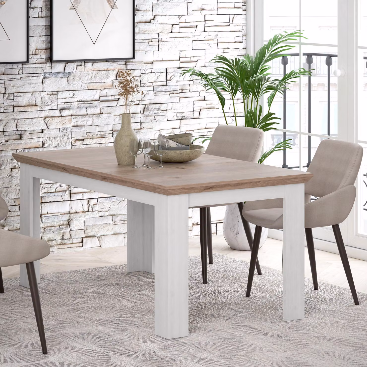 Furniture To Go Illoppa Extendable Rectangular Dining Table in White Oak – 2