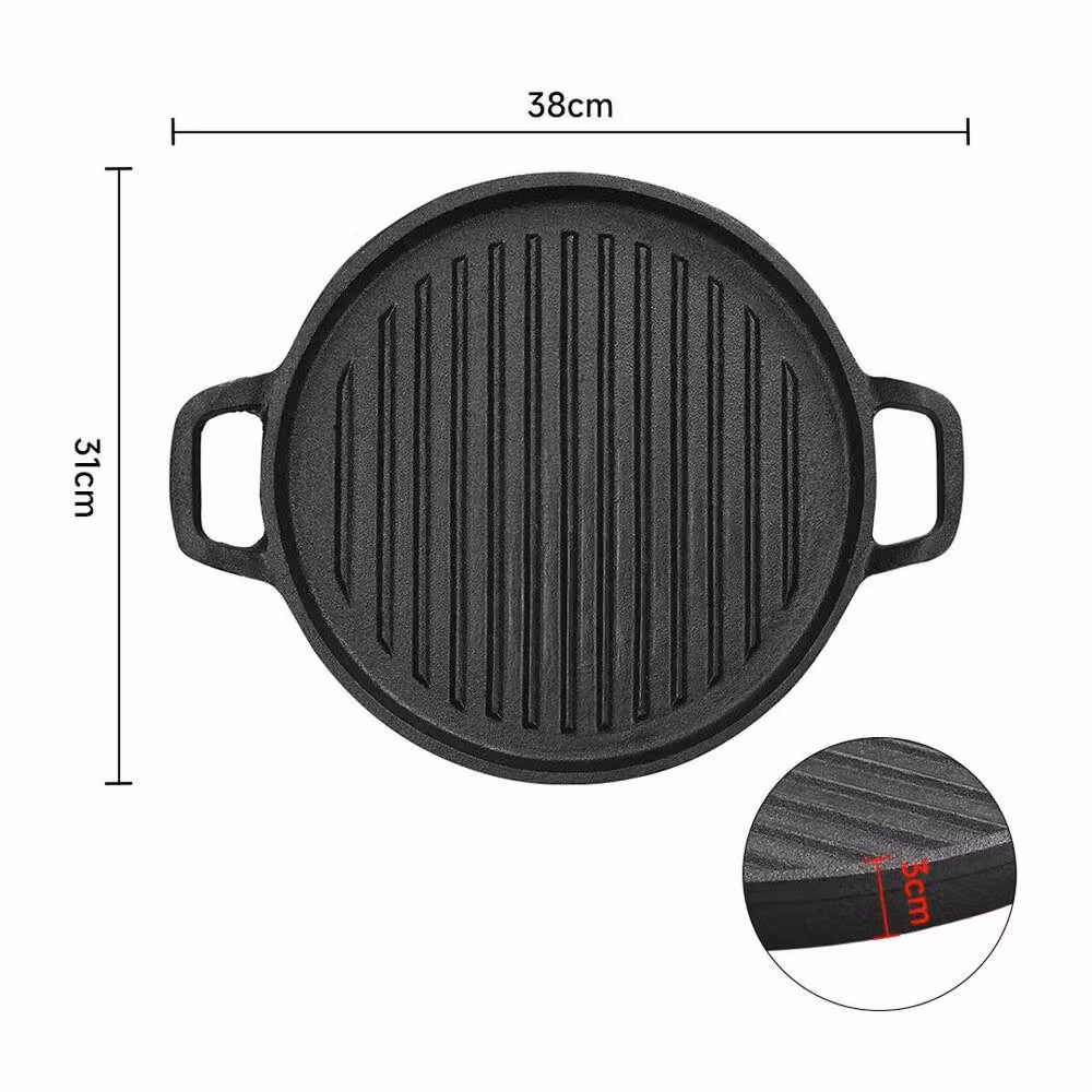 Kelvenix Black Cast Iron Uncoated Griddle Frying Pan Grill, Diameter: 31 cm – 2