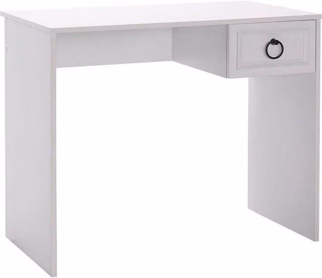 Nordara Matt White Modern Writing Desk with Single Pedestal and One Drawer – 1
