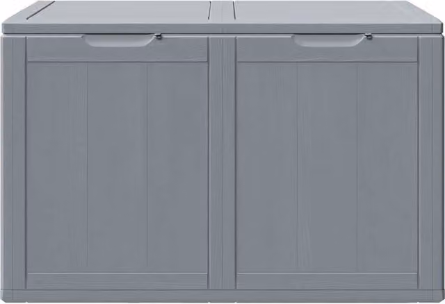 Berkfield Home Garden Storage Box 180L Grey Rattan Plastic – 1