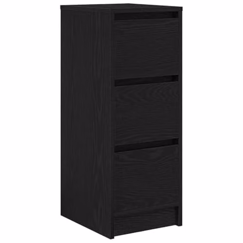 vidaXL Modern Black Sideboard in Black Oak Finish, W/D/H: 29.5 x 34.0 x 76.0 cm