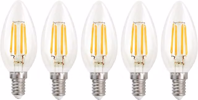 Harper Living 4.5W E14 LED Candle Bulb, Cool White, Transparent, Dimmable, Pack of 5
