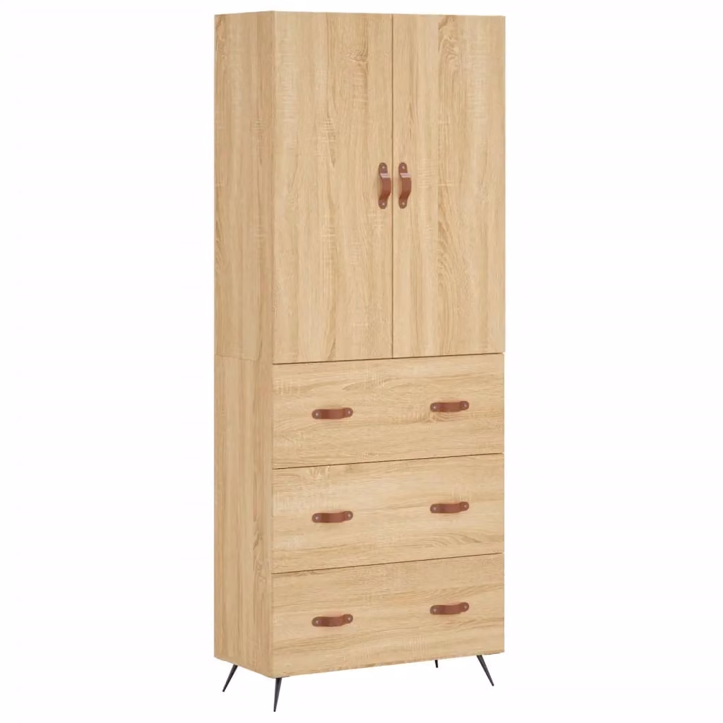 Berkfield Home Sonoma Oak Highboard in Brown, W/D/H: 69.5 x 34 x 180 cm – 2