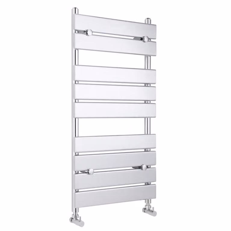 Arno Steel Flat Panel Heated Towel Rail, Silver, H 95 cm x W 50 cm