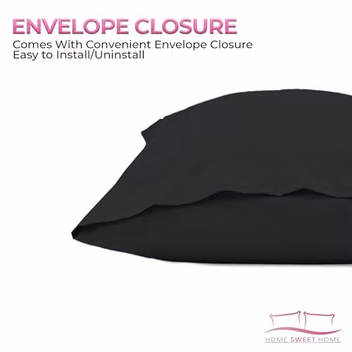 Home Sweet Home UK Snug City Polycotton Plain Dyed Housewife Pillowcase Pair in Black, W: 48 cm x L: 74 cm – 3