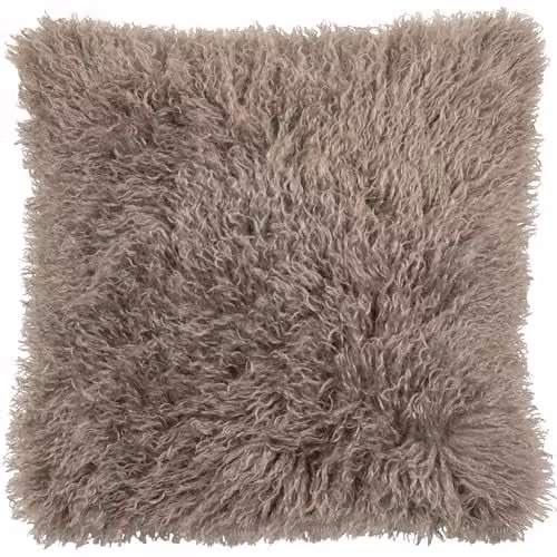 Furn Rowan Faux Fur and Velvet Decorative Cushion, Brown, W/D/H: 50 x 50 x 50 cm – 1