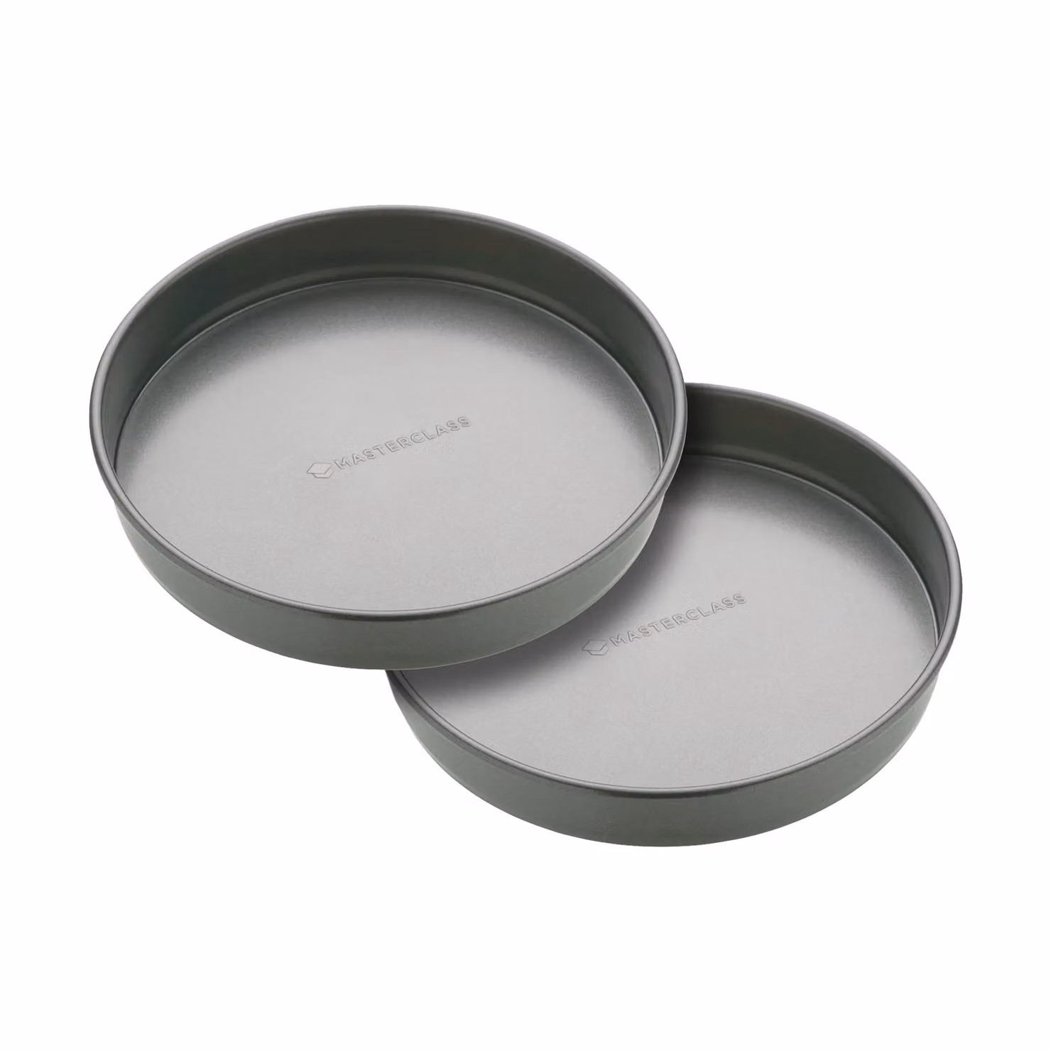MasterClass Non-Stick Loose Base Round Carbon Steel Cake Tins, Set of 2, Diameter: 23 cm, Anthracite – 2