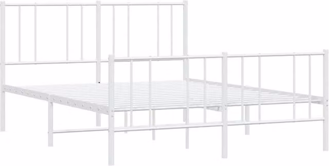 Berkfield Home Metal Bed Frame with Headboard and Footboard in White, W/D/H: 120 x 200 x 90 cm – 1