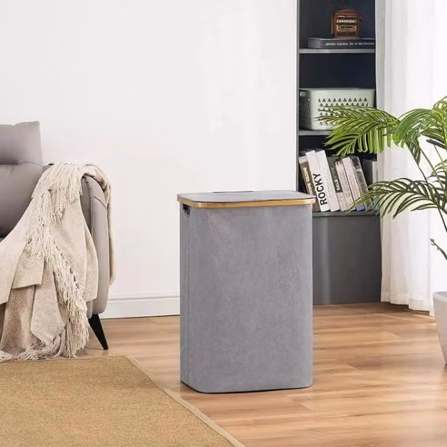 Kelvenix Collapsible Laundry Washing Basket with Removable Fabric Bag, Grey, 100L