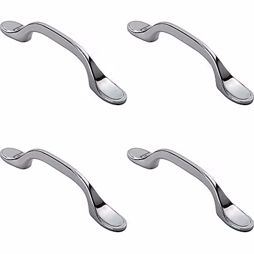 Loops 4 Pack Shaker Style Cabinet Pull Handles, 128mm, Polished Chrome