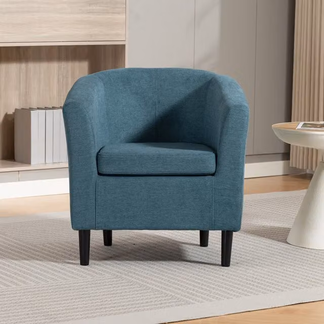Artemis Home Classic Tub Accent Chair in Petrol Blue Fabric with Solid Wood Frame