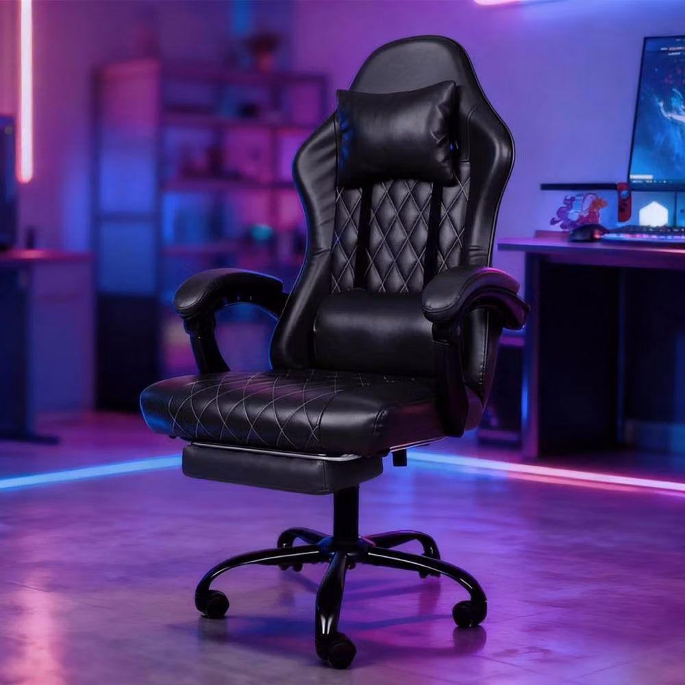 Levede Ergonomic Gaming Chair in Black with Headrest, Adjustable Height and Swivel Function – 2