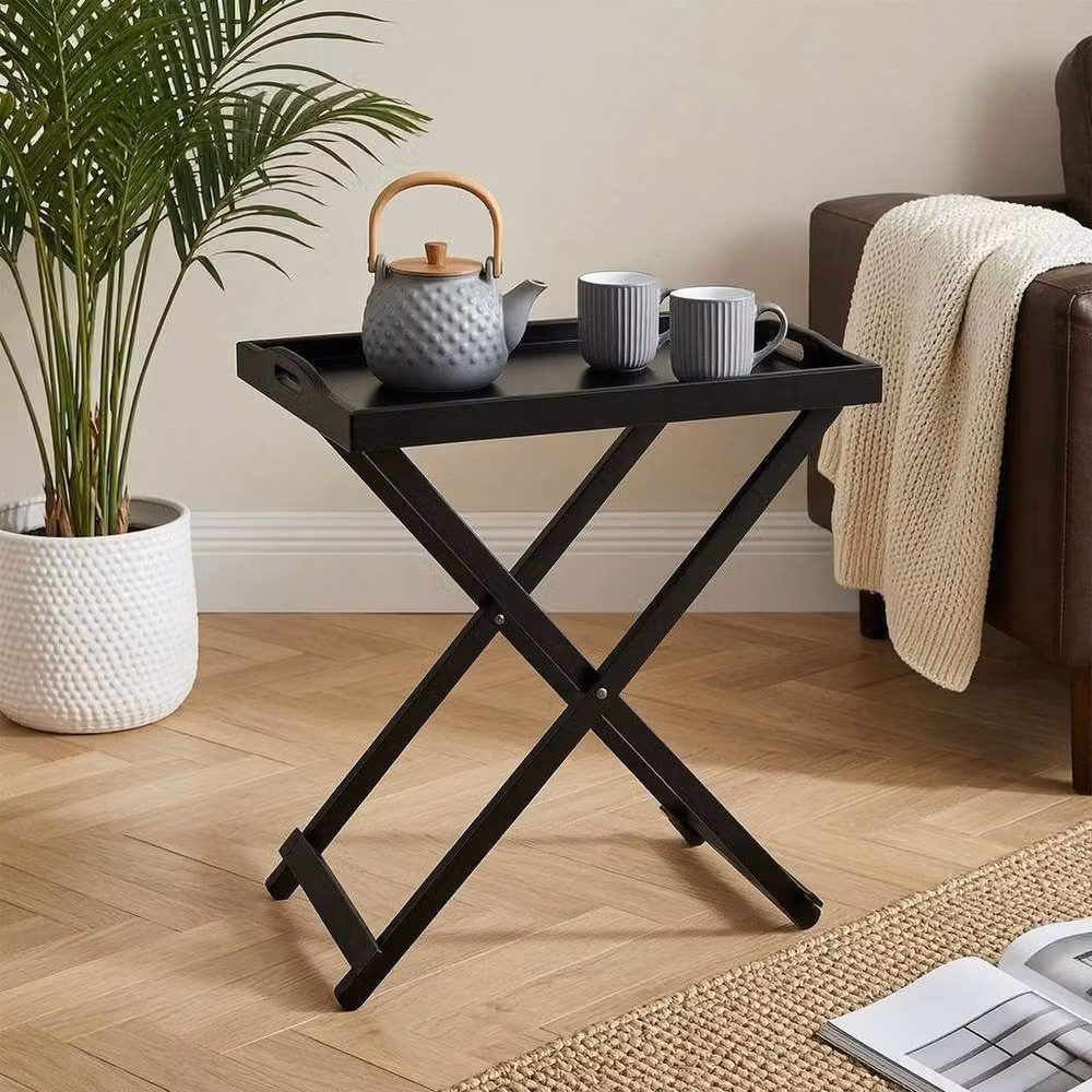 EONLION Black Wooden Folding Side Table – 3