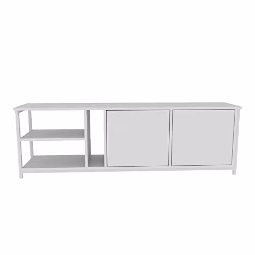 DECOROTIKA Primrose Modern TV Stand Console Cabinet in White, W: 160 cm, H: 51 cm, D: 35 cm – 1