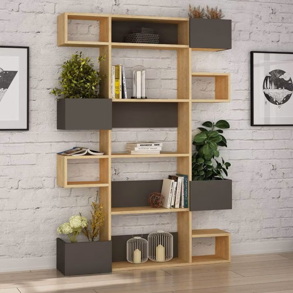 CALICOSY NIHO 9-Shelf Grey Wood Unit – 2