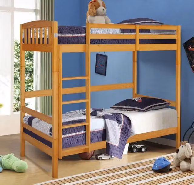 Comfy Living Ltd Solid Wood Two-Level Bunk Bed in Brown, W/D/H: 90 x 190 cm