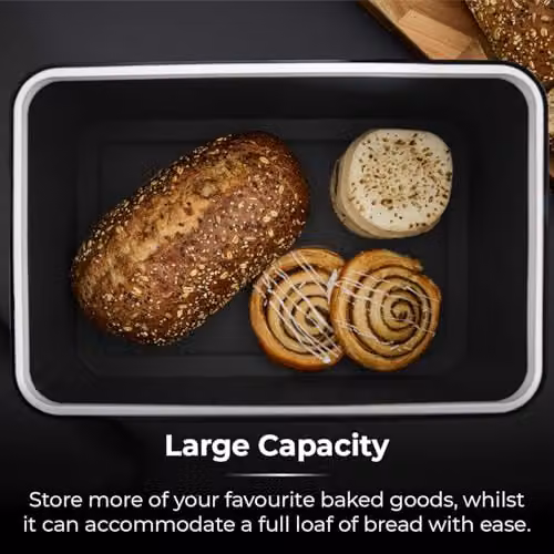Tower Sera Airtight Bread Bin in Black and Stainless Steel – 3