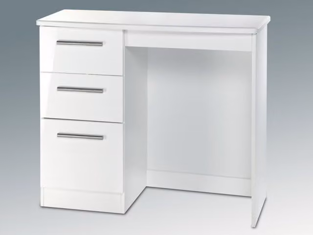 Knightsbridge White High Gloss Single Pedestal Dressing Table