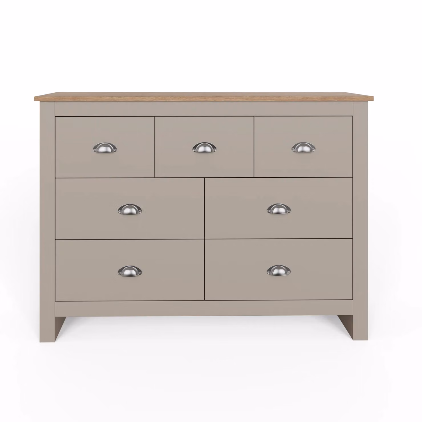 GFW Lancaster 7 Drawer Merchant Chest of Drawers in Grey and Oak – 2