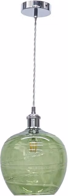 First Choice Lighting Leah Green Ripple Glass Sphere Pendant Light with Chrome Fitting