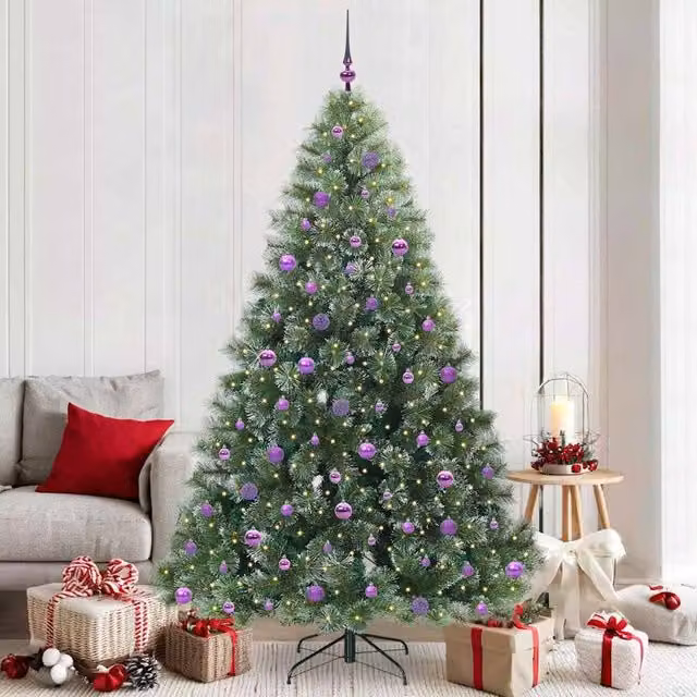 Berkfield Home Artificial Green Christmas Tree with 300 Warm White LEDs, Height: 210 cm – 1
