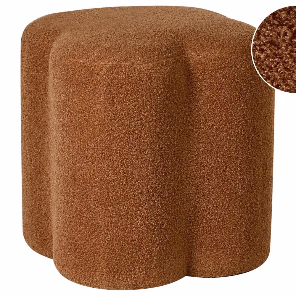 Wyld and Coco Clover-Shaped Bouclé Pouffe in Brown – 2