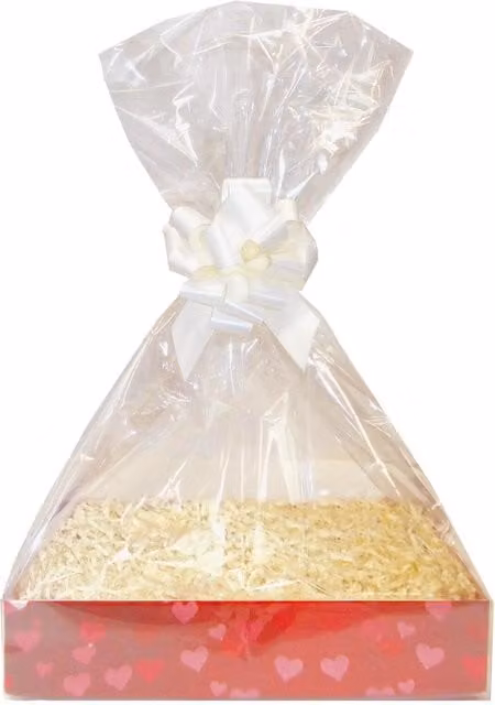 Hampabox Valentine's Gift Basket Kit Red Heart Hamper Tray with Cream Gift Wrap Accessories W: 20 cm, D: 15 cm, H: 5 cm