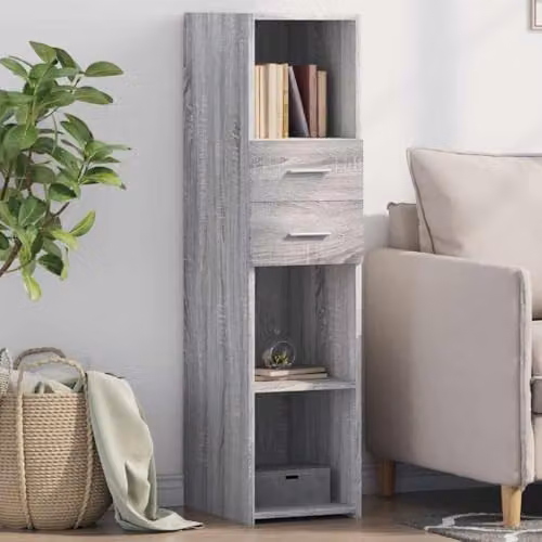 vidaXL Grey Minimalist Highboard in MDF, W/D/H: 30 x 42.5 x 124 cm – 2