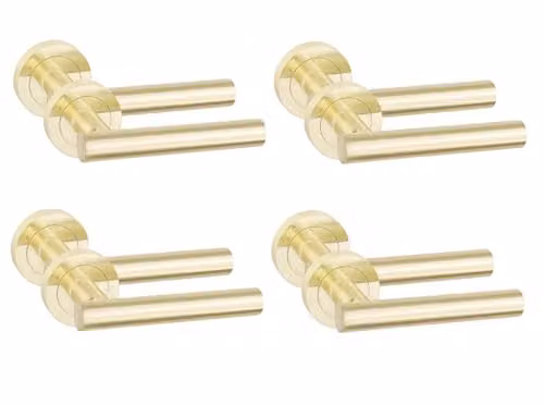 Golden Grace Straight T-Bar Door Handles, 4 Pairs, Satin Brass