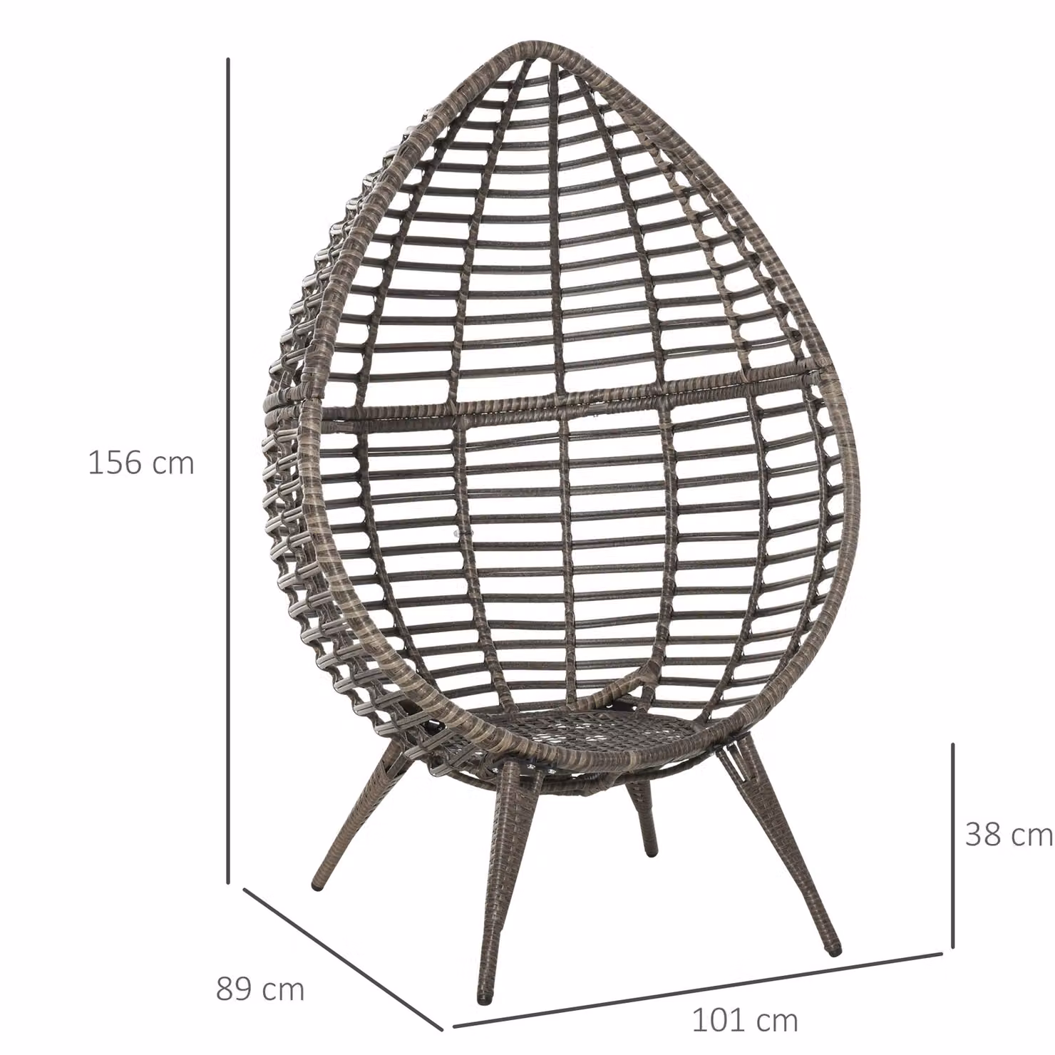 Outsunny Grey Rattan Egg Chair with Cushions for Indoor and Outdoor Use – 3