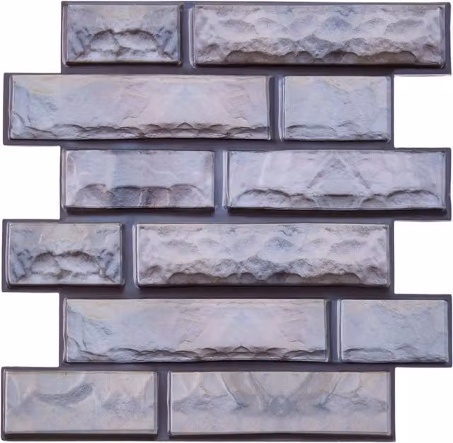 Livingandhome 10-Pack Blue and Grey 3D Self-Adhesive PVC Tile Look Wall Stickers
