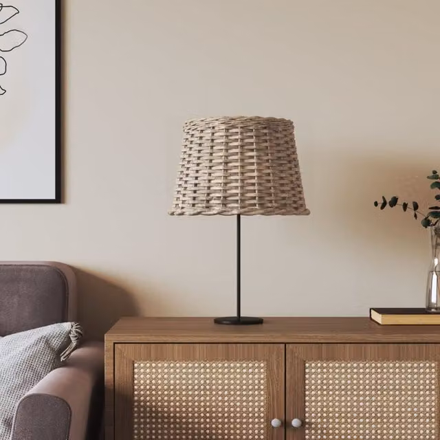 Berkfield Home Brown Wicker Cone Lamp Shade, W: 40 cm, H: 26 cm – 1