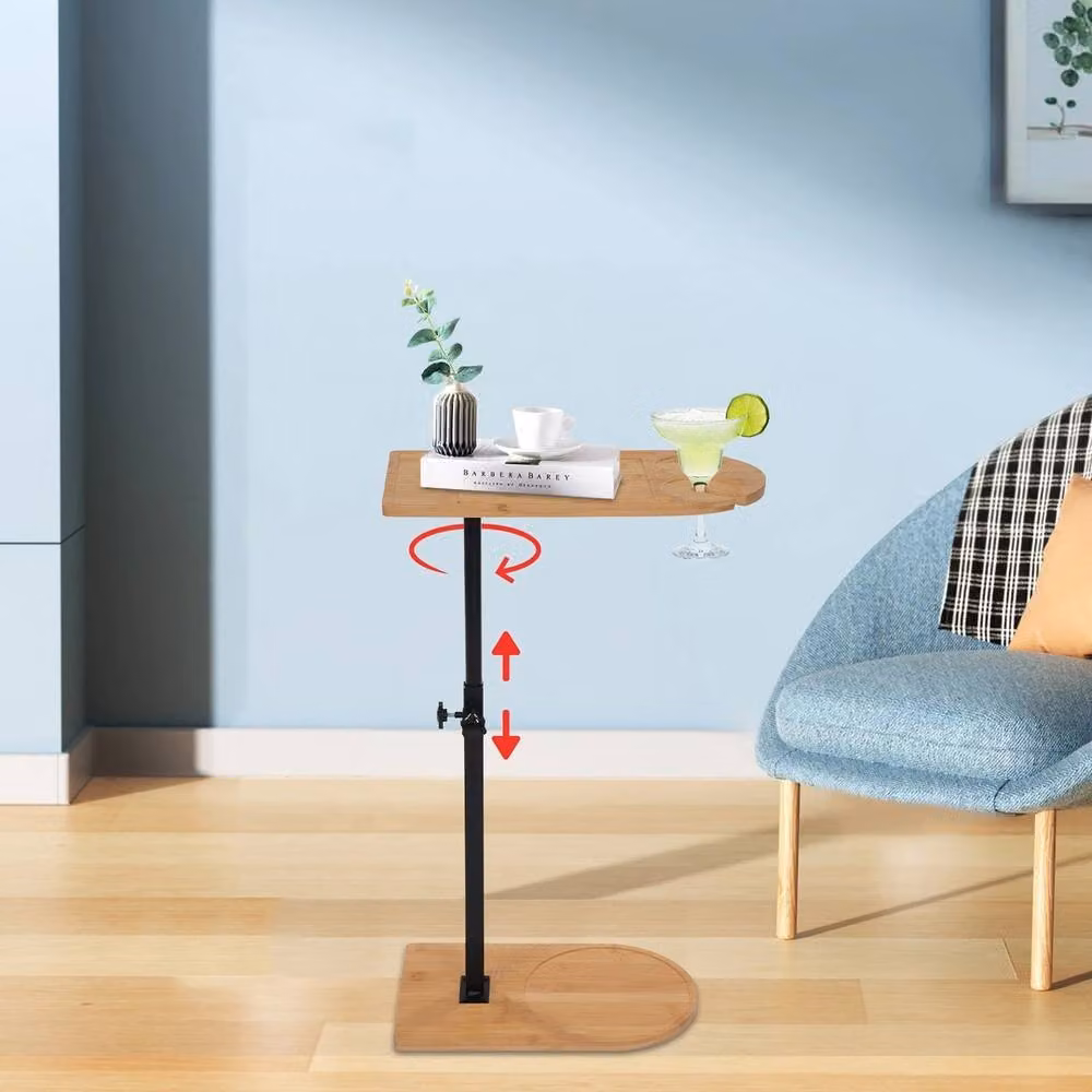 Havendro Height Adjustable and Tilting Brown Wood Side End Table and Bathtub Tray – 2