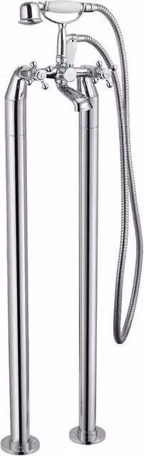 Nes Home Traditional Chrome Freestanding Bath Shower Mixer with Handset in Silver