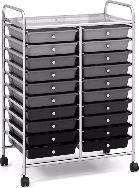 Costway 20 Drawer Mobile Storage Trolley Utility Cart with Castors, Grey