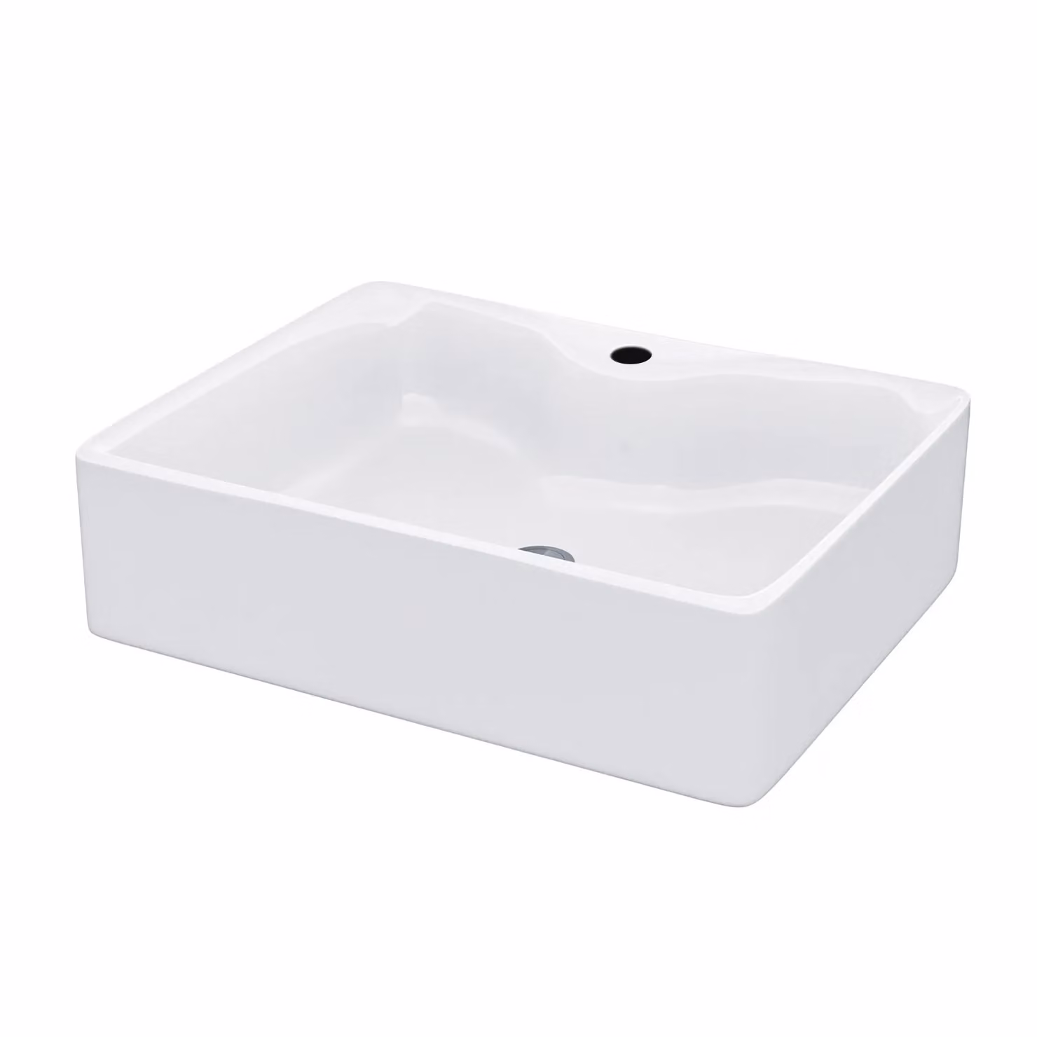 Nes Home Leven White Rectangular Cloakroom Countertop with Rounded Corners W: 48.5 cm, D: 37.5 cm – 2