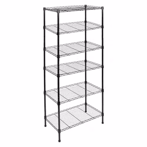 Harbour Housewares 6-Tier Black Metal Wire Shelving Unit with Adjustable Shelves, H 180 x W 60 x D 35 cm – 1