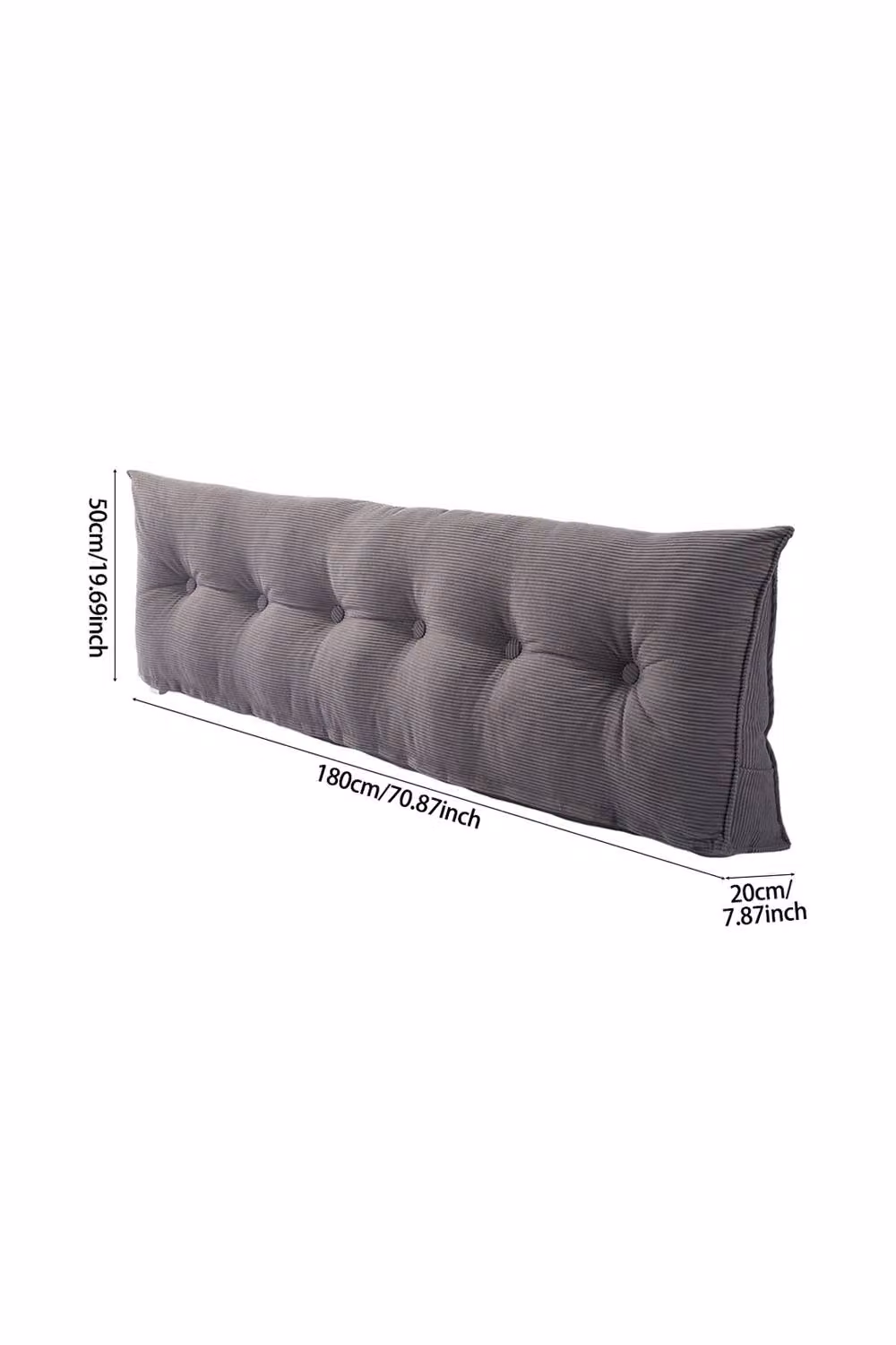 Garden Sanctuary Corduroy Wedge Headboard Pillow with Removable Cover in Dark Grey – 5