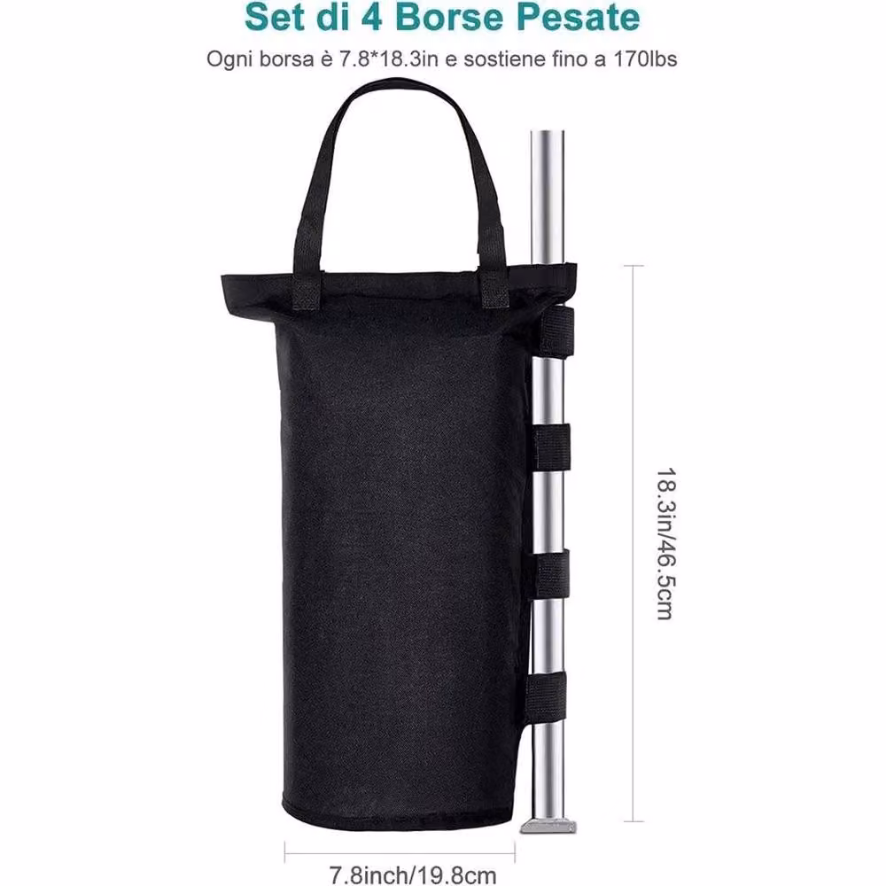 NESTLUNE 4-Pack Heavy Duty Canopy Weight Bags in Black, W: 100 cm, D: 15 cm, H: 15 cm – 2
