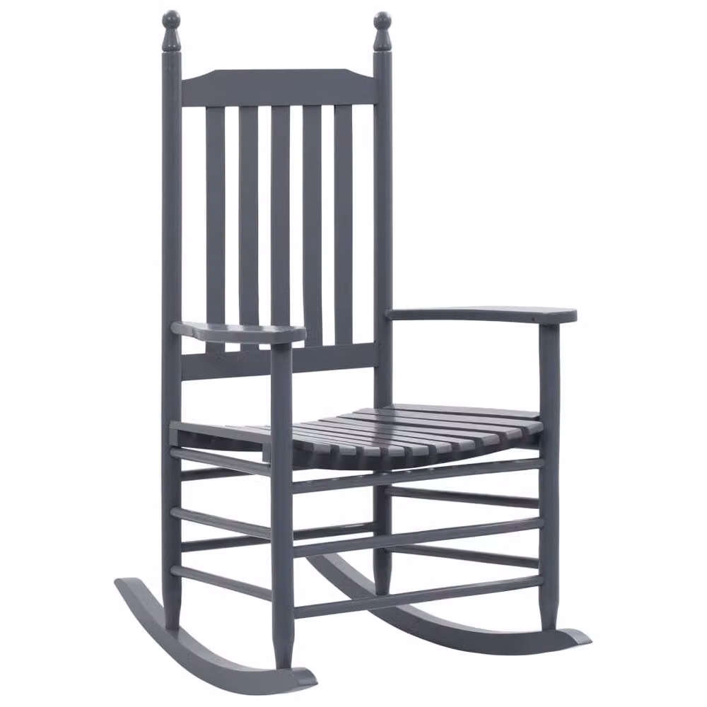 Berkfield Home Grey Rocking Chair with Armrests and Solid Wood Frame – 2