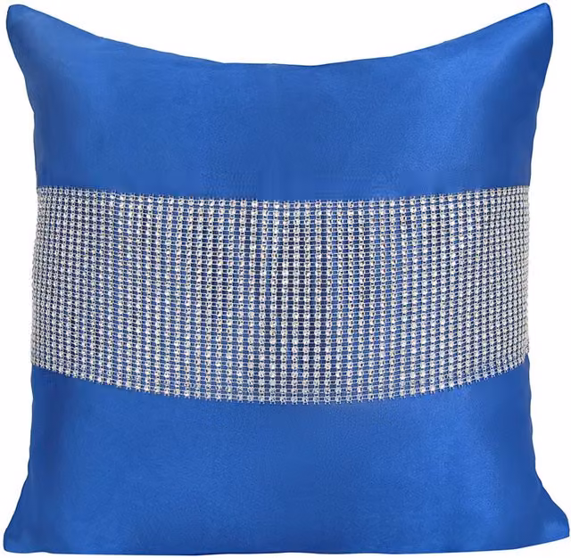 Velosso Blue Square Scatter Cushion with Matte Finish and Diamante Detail