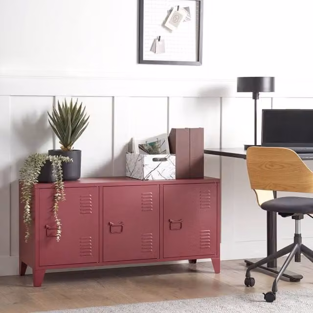 Wyld and Coco Modern Red Wall Mounted Sideboard with Adjustable Shelves W/D/H: 120 x 40 x 60 cm