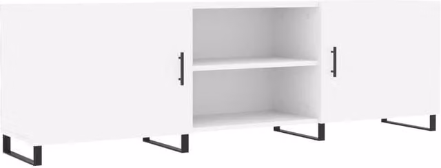 Berkfield Home Modern White TV Cabinet in Engineered Wood W/D/H: 150 x 50 x 30 cm – 1