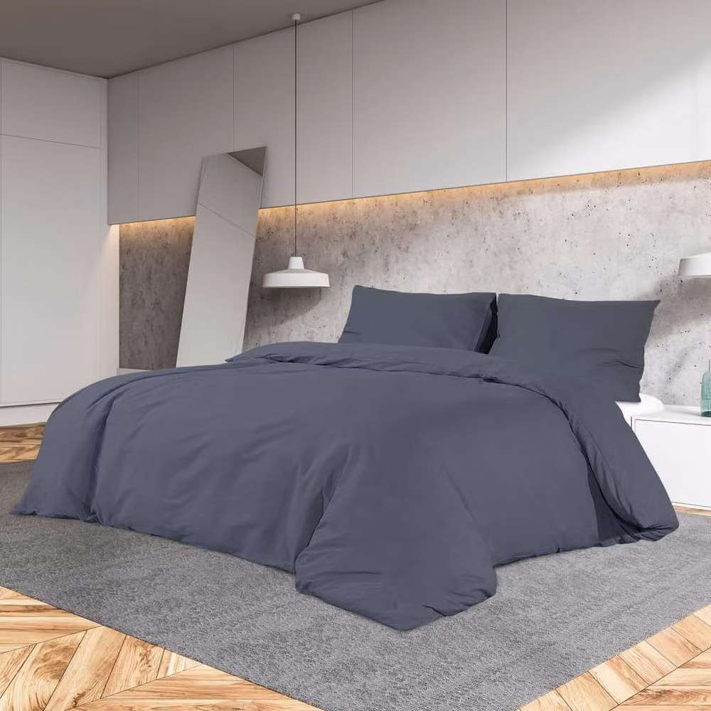 Berkfield Home Cotton Duvet Cover and Pillowcase Set in Anthracite Grey, 200 x 200 cm – 2